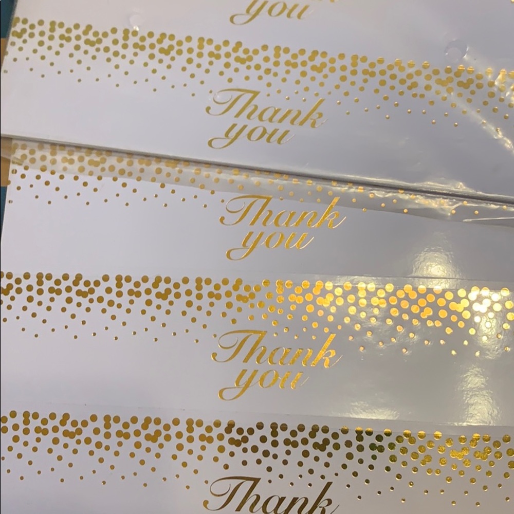 Nine pages of “Thank you” water bottle stickers